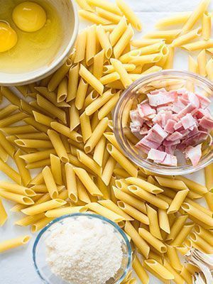 Receta italiana de macarrones a la carbonara ingredientes